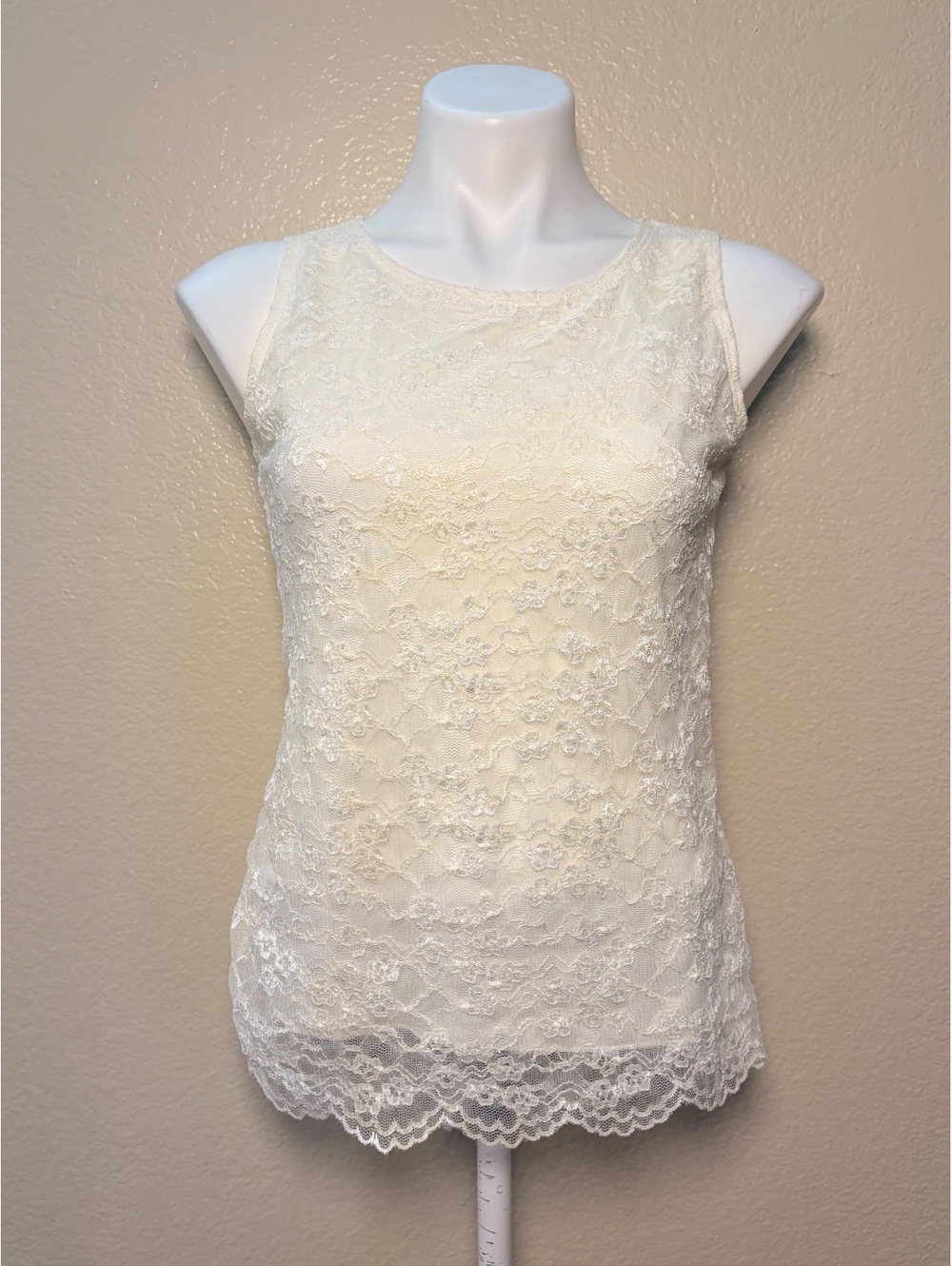 Y2K Coquette East 5th Ivory Lace Sleeveless Top #11